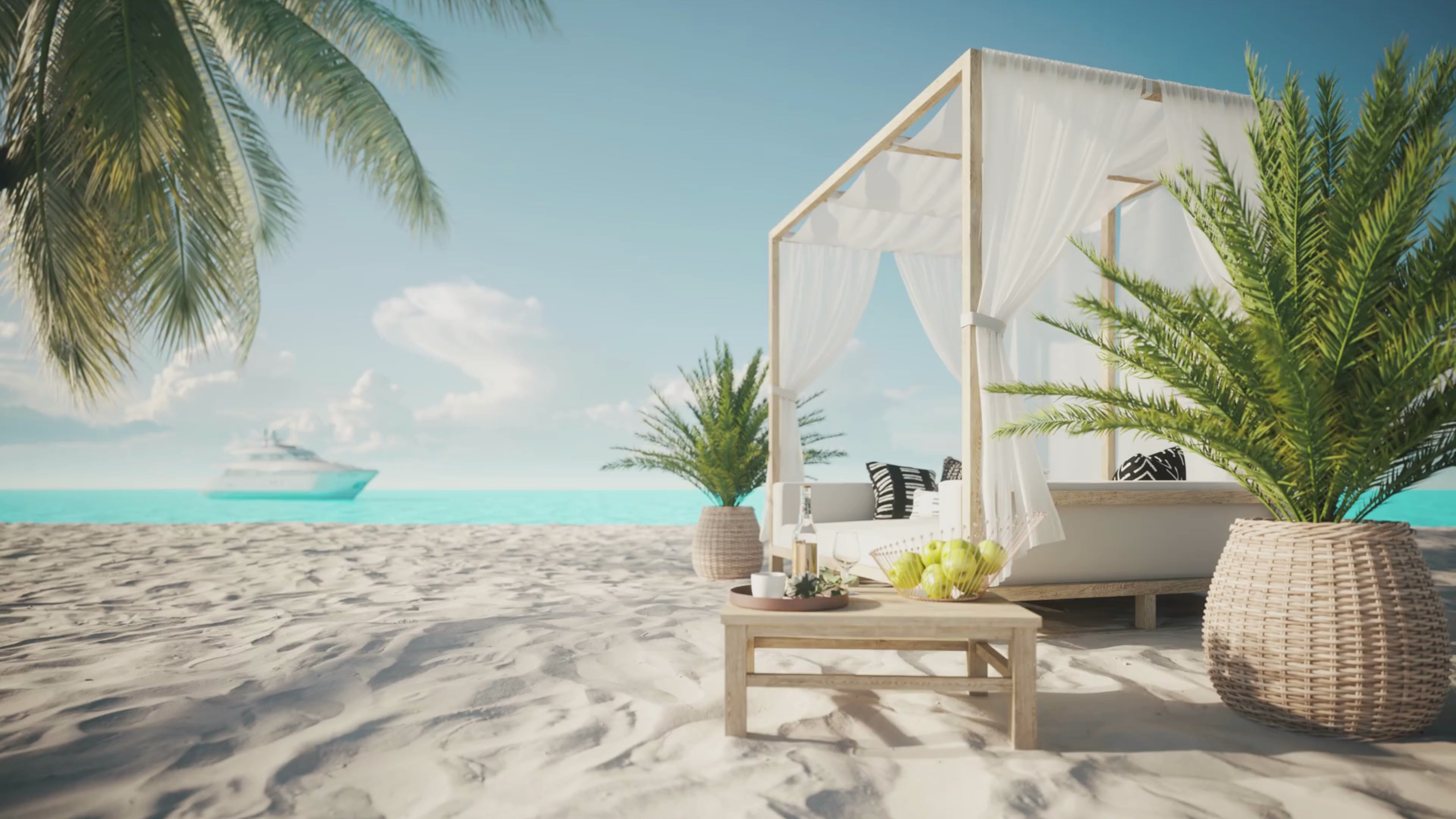 Load video: Beach cabana on water