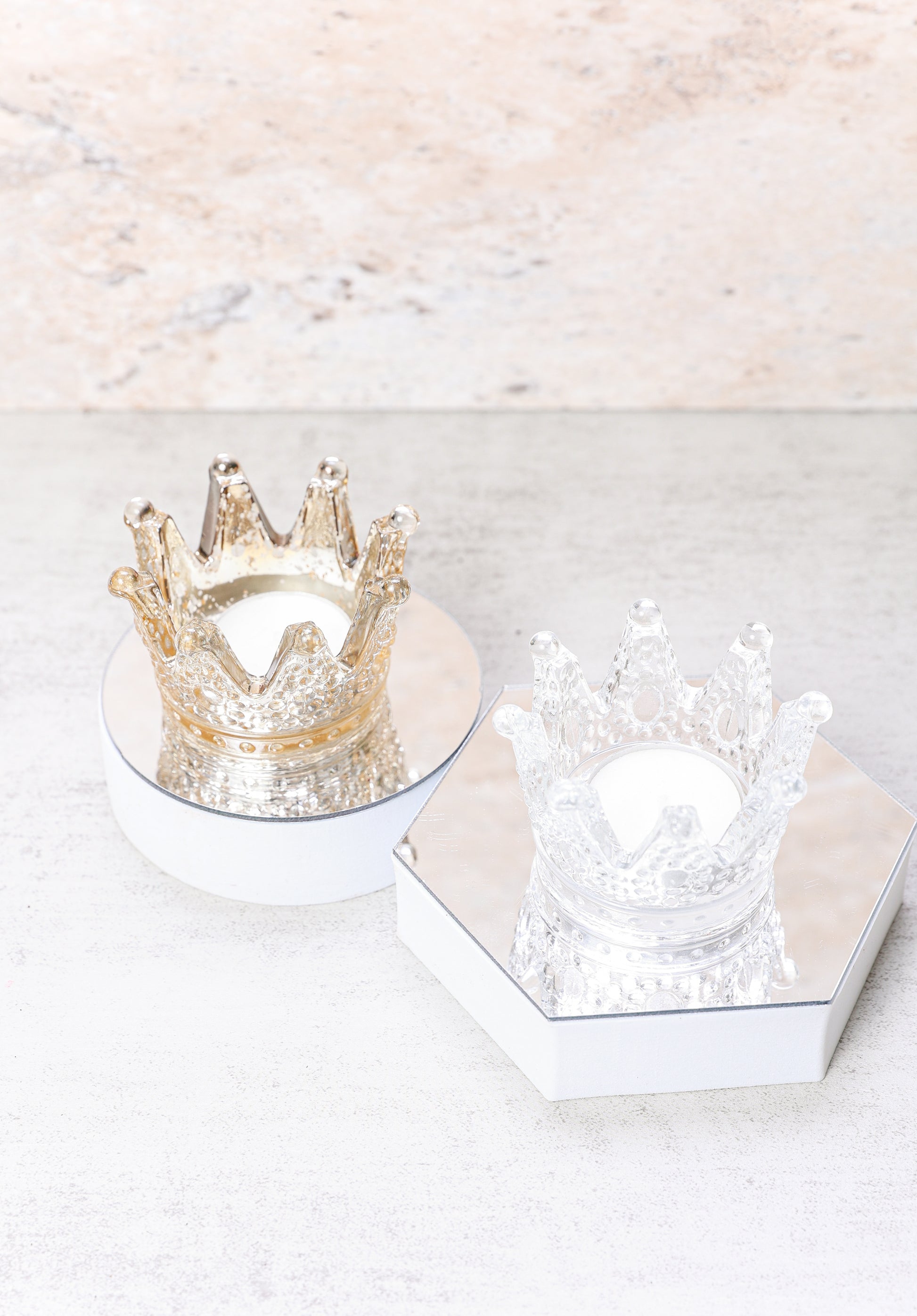 Crown Glass Tealight Candle Holder - Shooting Starz Shopette